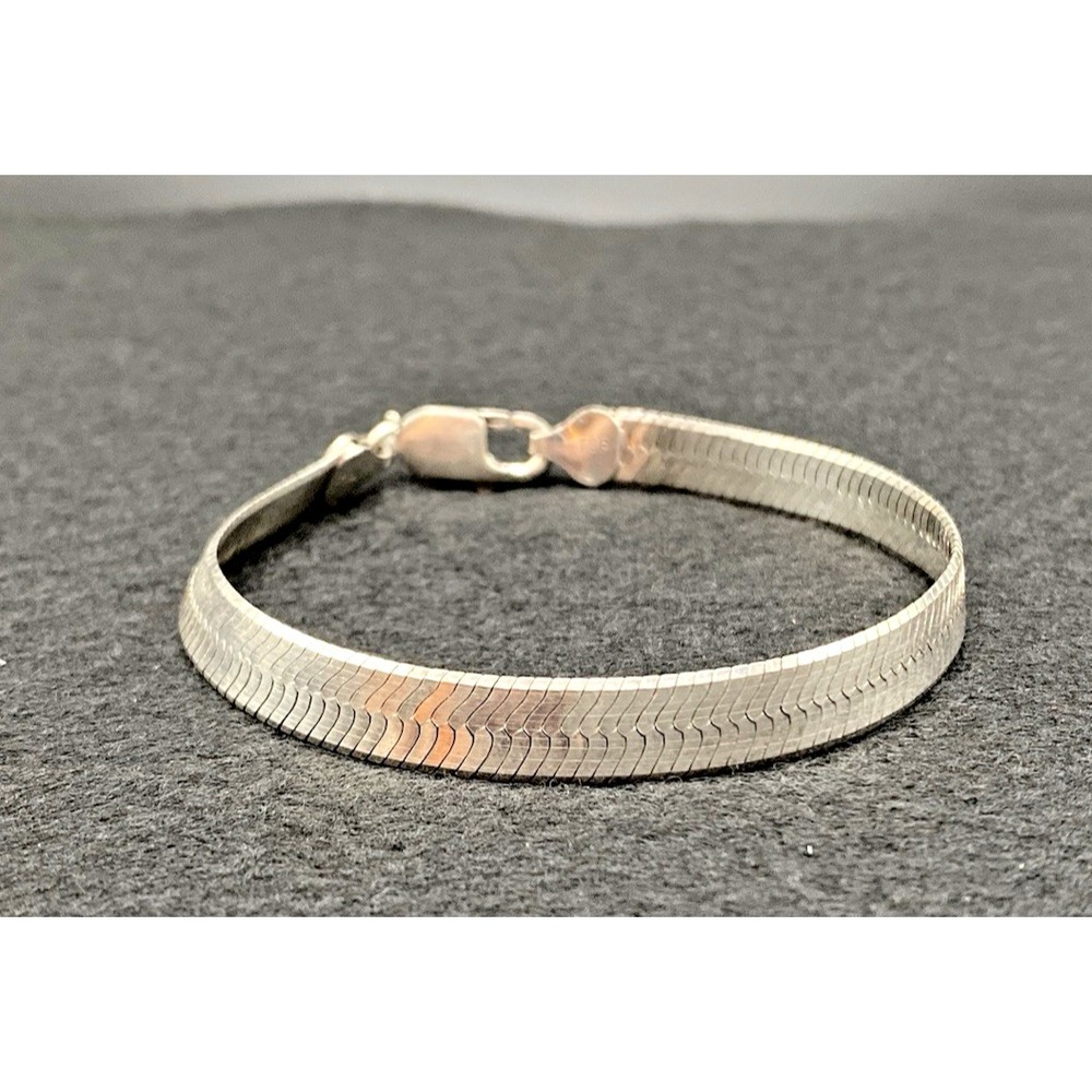 Sterling Silver Herringbone Bracelet - Silver